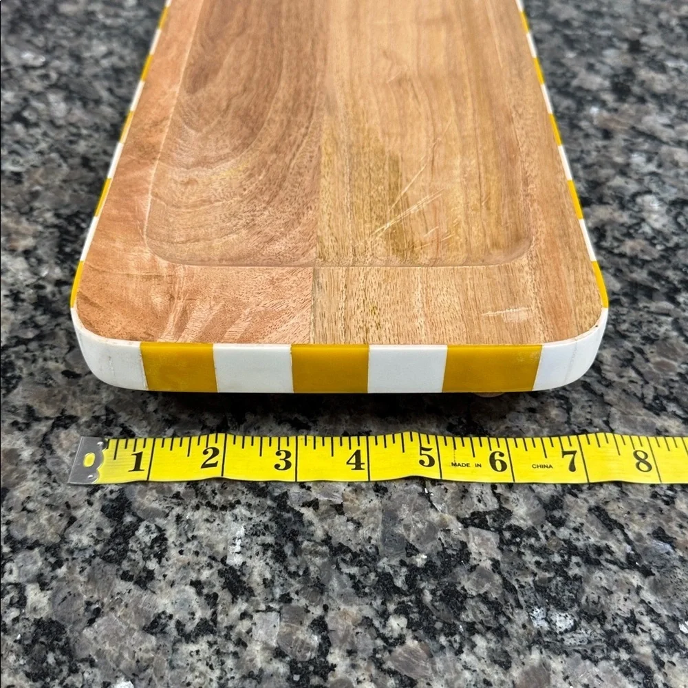 Striped yellow Wooden serving Tray 1 tray
